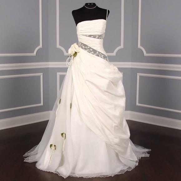 St. Pucchi Cream Silk Shantung Simone Z184 Aline Strapless Ivory Dress size 6 - Picture 1 of 9